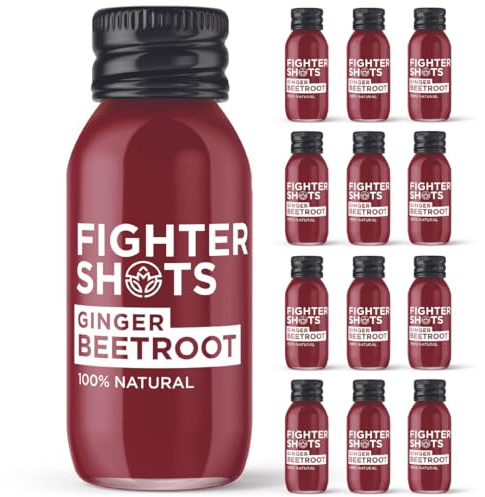 Fighter Shots Ingwer + Rote Bete (12x60ml) | 100% Natürlich | Perfekt am Morgen oder nach dem Sport | Ohne Konservierungsstoffe | Frische, Feurige Rote-Bete-Ingwer-Shots