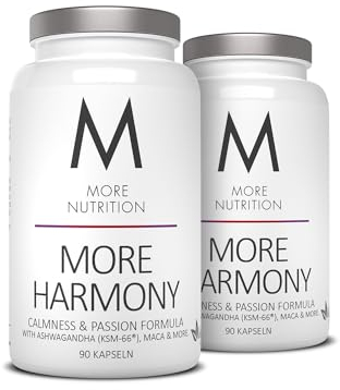 MORE Harmony, 2 x 90 Kapseln, mit Ashwagandha KSM-66, Melissenblüten und Maca, vegan
