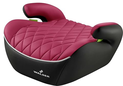 WALSER Premium Kinder Sitzerhöhung Auto Andy, Qualitätssieger Sehr Gut* Kindersitz Auto leicht waschbar, Kindersitzerhöhung Auto 125-150 cm neueste Norm ECE R 129 Sitzerhöhung Auto Kinder schwarz/pink