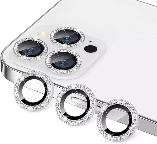 TOFINZO iPhone 13 Camera Lens Protector Diamond Bling Camera Lens Protector For iPhone 11/12/13/14/15 Tempered Glass 9H HD (Pink, iPhone 13 Mini)