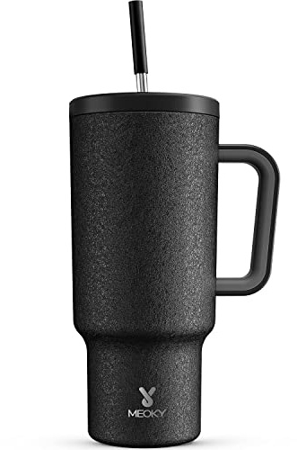 Meoky 1182ml Tumbler with Straw and Lid, 40oz Tumbler with Handle, Insulated Stainless Steel Travel Mug Water Bottle, 100% Leak-Proof, Cold for 34 Hours or Hot for 10 Hours (Night)