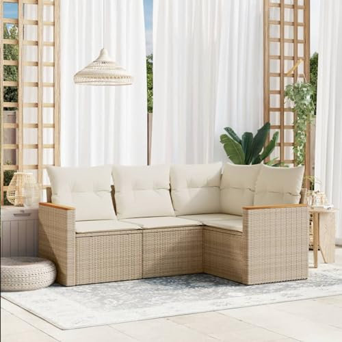 Festnight Balkon Ecklounge mit Stauraum Gartenlounge Klein Balkon Lounge Rattan Sofa Garten Lounge Sofa Outdoor Sitzecke Balkon Loungemöbel Gartensofa Ecksofa Balkonmöbel Rattansofa Couch