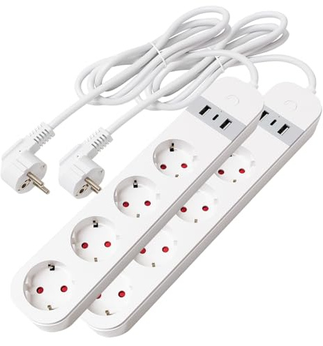 LED ATOMANT 2X Regleta WiFi USB Alargador 4 Tomas 2 USB 1 Tipo C | Compatible con Alexa y Google Assistant, App Smart Life y Tuya