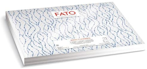 FATO Manteles individuales de papel reciclado blancos – gofrado total, 400 mm x 295 mm, paquete de 250, manteles individuales desechables para desayuno y comidas, ideales para manteles individuales,