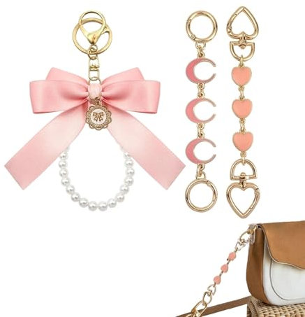 Kits de porte-clés avec nœud de chaîne d'extension de sac 3 pièces, chaîne d'extension de sac à main, chaîne d'extension de sangle de sac double face, accessoires de chaîne de sac à main for breloques