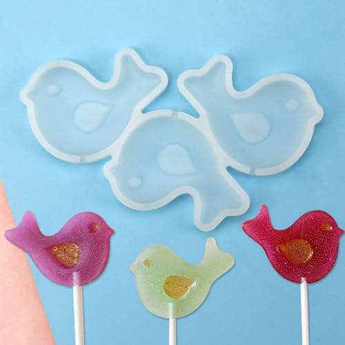 mostsom Lot de 2 moules en silicone en résine époxy en forme de papillon pour sucettes, chocolat, fondant, décoration de gâteau, accessoires de cuisine (G_ oiseau)
