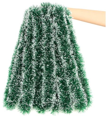 SULOLI Ghirlanda Natalizia,10 Metri Ghirlanda Artificiale,Ghirlande di Orpelli per Porta,Decorazioni Albero di Natale (Verde Chiaro Con Bianco)