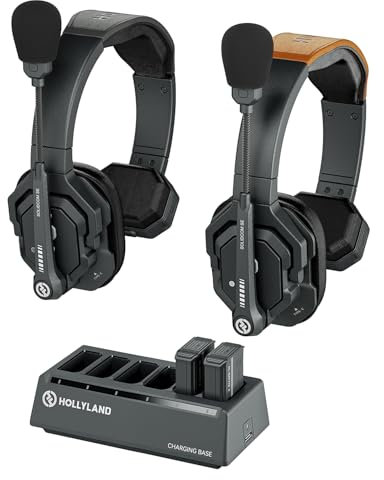 Hollyland Solidcom SE Full Duplex 2-User ENC Noise Cancellation Wireless Intercom Headset System 350m Team Communication with PTT Mute Single Ear Headset for TV Film Production Drone (2.4G Version)