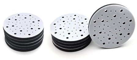 Taytools 10 Pack - 6 Inch 52 Hole Soft Density Random Orbital Interface Pads Hook and Loop 6 Sponge Cushion Buffer Backing Pad for Woodworking, Automotive Polishing