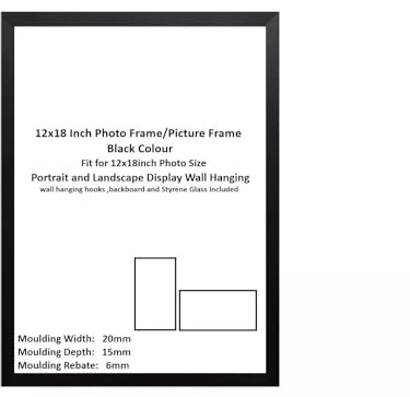 DECORO 12x18 Inch Photo Frames,Picture Frame 18x12 Inch, Poster Frame Wall Mount with both Landscape and Portrait Display (Black, 12x18 inch)