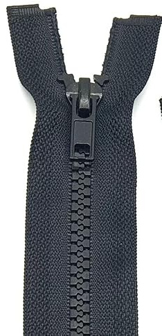 Kunststoff Plastik Krampe, Reißverschluss für Jacken - teilbar / 60 cm - 90 cm (580 Schwarz, 60 cm)