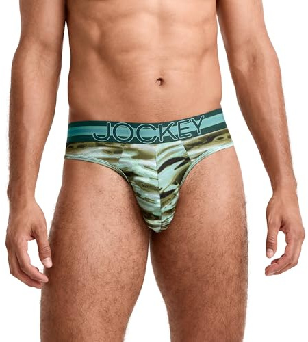 Jockey Sport Men's Underwear Stability Pouch Microfiber Thong, Wavelength, L