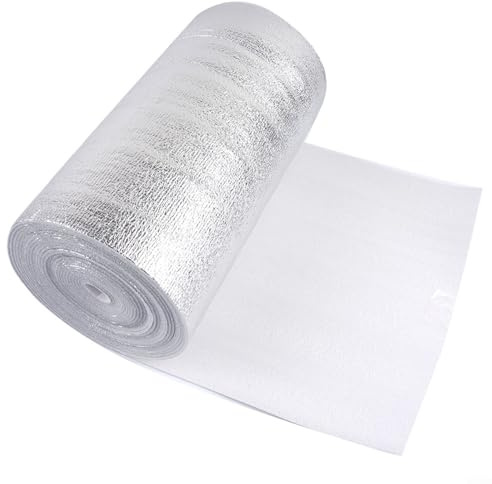 Rouleau de film d'isolation thermique en feuille d'aluminium PET, rouleau de barrière thermique en coton perlé, pour radiateur mural, économie d'énergie (10 m x 0,4 m x 3 mm)