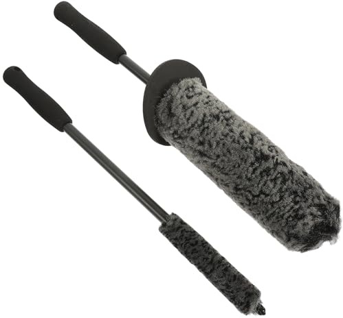 UTHCLO 2 Piezas Cepillo para Llantas Coche Cepillo de Limpieza de Ruedas con Densas Duradero y Práctico para Limpieza Detallada de Rin y Zonas Difíciles Color Negro y Gris