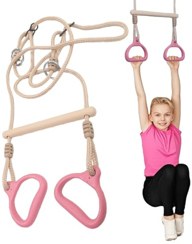 Swing Bar - Playground Equipment Rings Bar | Ergonomic Sensory Rings Game for Children Kids Adults Indoor Playtime Backyard Outdoor