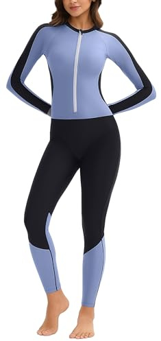 Maillot de bain à manches longues pour femme UPF 50+ Rashguard, Noir, gris, bleu., XXL