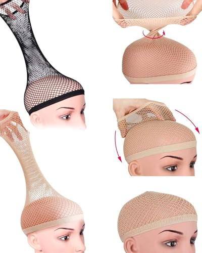 FUGLUS 10 Pezzi Calotte per parrucche,Retina per Capelli Parrucca, Rete per Parrucca,Rete per capelli,da donna, maglia all'uncinetto, berretto a maglia, da donna, lungo, corto,capelli lisci e sottili