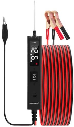 Prüflampe kfz Stromkreis Tester, 0-80V DC Digitaler Spannungsprüfer mit Schaltkreissonde, LED-Anzeige & Taschenlampe zum Testen von Autobatterie/Kontinuität/Erdung/Polarität/Diode/Lampe