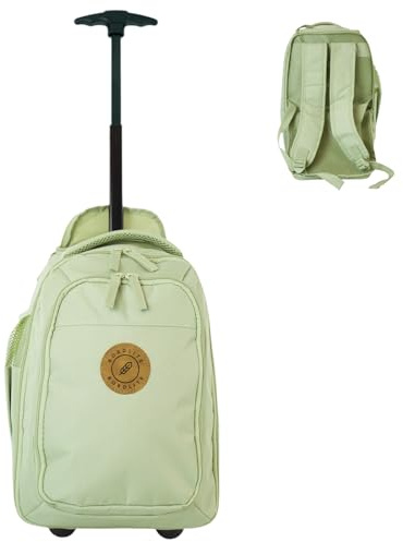 Bordlite Ryanair Cabin Approved Wheeled Backpack 40x25x20cm – 2 in 1 Lightweight Trolley Bag & Rucksack on Wheels (20L) Underseat Hand Luggage for Travel, Business, Weekend Trips - Green