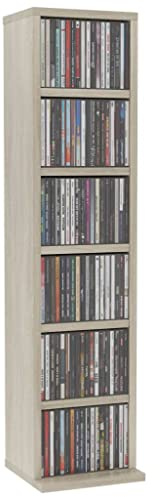 Tomostar Étagère Colonne à CD/DVD, Meuble de Rangement CD et DVD Armoire à CD Étagère Bibliothèque Chêne sonoma 21x20x88 cm Bois d'ingénierie