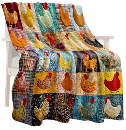 Generico Plaid Gallina - Coperta Trapuntata In Flanella Portatile - Coperta Carina Con Stampa Di Gallina,Per Casa Interno Camera Da Letto Divano Letto Famiglia Amici Picnic Compleanni