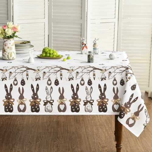 Artoid Mode Tavole coniglietti uova di Pasqua tovaglia pasquale 140 x 160 cm, biancheria da tavola primavera, cucina, decorazione per interni e feste
