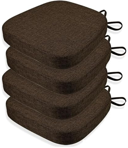 UWOBTN 2/4/6er Set Stuhlkissen, 40x38/43x40/43x42cm mit Bändern Rutschfestes bürostuhl Sitzkissen, Indoor/Outdoor Stuhlauflage Waschbar Bezug für Esszimmer, Gartenstuhl, Küche(A10,43x40x5cm(4pcs))