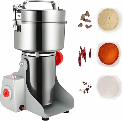 Gpxhbcb Molino de Granos eléctrico de Alta Velocidad, pulverizador de Acero Inoxidable, máquina para moler Cereales, maíz, Medicina, Perlas, condimentos, Especias, Grado Comercial 1000g