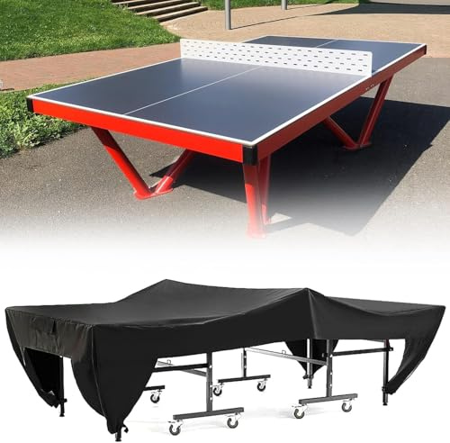 GAESHOW Copertura per Tavolo da Ping Pong, Copertura per Ping Pong da Esterno Impermeabile, Antipolvere, Impermeabile Anti-UV Oxford copertura ping pong Interno/Esterno (210D/Nero)