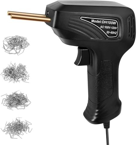 Soldadores Kit de reparación de plástico con pistola soldadora y 200 clavos de soldadura. Soldadores de plástico de calentamiento rápido para la colocación de clavos agrietados.(Black)