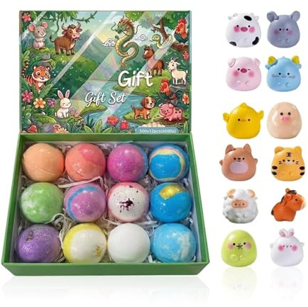 Baño de Espuma para Mujeres 12 Unidades de Bomba de Baño Aromática | Bombas de Baño con de Animalitos para Mujer, Hombre, Abuela, Niños, Familia, Viaje