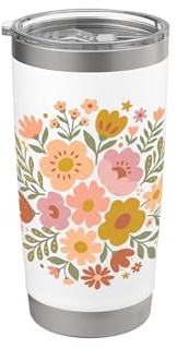 Boho-Blumenstrauß Wildblumen Cottagecore Botanical Doppelwandiger Edelstahl-Thermobecher