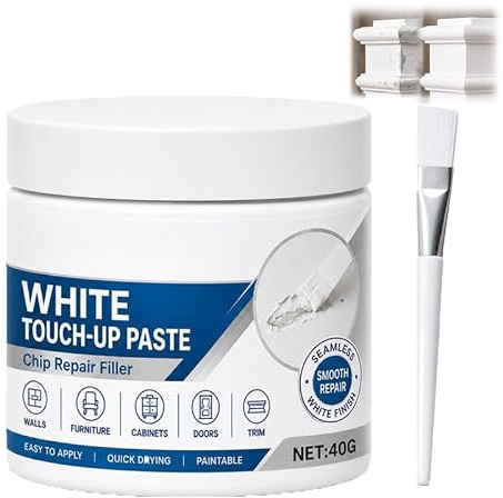 White Furniture Touch-Up Paste with Brush, Professional Wood Filler & Wall Repair Cream for Scratches, Wood Repair Paste for For Scratches on Walls, Cabinet Doors, And Baseboards (1PC)