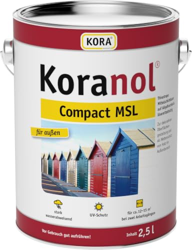Koranol KORA Compact MSL Mittelschichtlasur - Lasur für Holz außen z. B. Fenster, Türen & Holzhäuser - wetterfest, wasserabweisend, seidenglänzend (Eiche dunkel, 2,5 Liter)