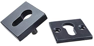 JUVA Schutzbeschlag Haustür Zylinder-Sicherheitsrosette Antik Schutz-Rosette schwarz - G5050 | PZ - Profilzylinder | Rosettenpaar eckig für Haustüren | 1 Paar - Tür-Rosetten für Wohnungseingangstüren