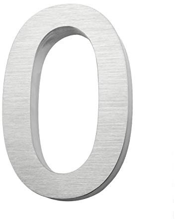 Beleuchtete 3D-Hausnummer 0 aus Edelstahl - rostfreie & witterungsbeständige Hausnummern im 3D-Effekt in 20cm Höhe x 3cm Tiefe aus gebürstetem Edelstahl mit LED Kaltweiß inkl Montagematerial