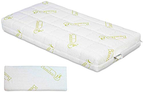 EVERGREENWEB Matratze 70x140 cm für Kinderbett und Wiege, 12cm hoch + KOSTENLOSES Kissen Anti-Ersticken mit natürlichem Baumwoll, herausnehmbar Kissenbezug. Allergiegetestet, auswaschbar | Olaf