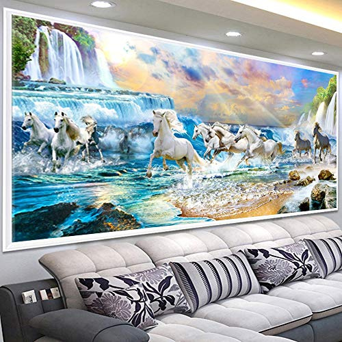 Nicole Knupfer 5D Diamond Painting Rhinestone Pferd Diamant Painting Kit Crystal Strass Handwerk Malerei DIY Mosaik Bild Handarbeit Basteln Wohnkultur (120x50cm)