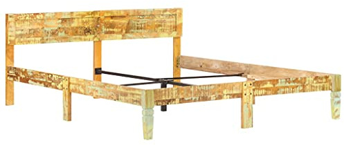 vidaXL Estructura de Cama Casa Dormitorio Robusta Duradera Mobiliario Cómodo Moderna Doble Matrimonial de Madera Maciza Reciclada 180x200 cm