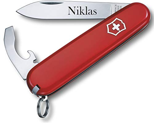 Victorinox Taschenmesser Bantam mit Wunsch Gravur auf der Klinge I Geschenk für Männer Frauen I zum Geburtstag I Schweizer Taschenmesser personalisiert mit 8 Funktionen