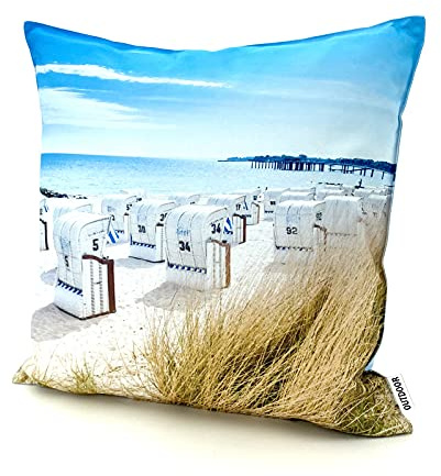 heimtexland ® Outdoorkissen Bedruckt 45x45 Garten Lounge Dekokissen Outdoor Lotus Effekt Typ742 Maritim Strandkorb