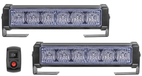 [2 in 1]Biqing Luce Stroboscopica Lampeggiante di Emergenza con Interruttore,12V/24V Lampade per Segnalatori Pericolo 18W Luci Lampeggianti Strobo 9 Modes Spia Della Griglia di Avvertimento(Blu Rosso)