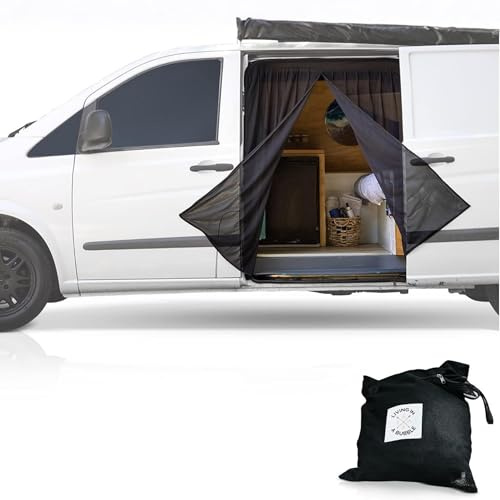 Living in a Bubble Insekten-Schutznetz für Mercedes Vito, Ford Transit Custom, Volkswagen Transporter und California. Fliegengitter-Moskitonetz für die Hintertür, zentraler Reißverschluss