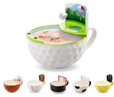 MAX'IS Creations Tazza da caffè in ceramica verde, idea divertente per uomini, donne, golfisti, papà, lui, bambini, amanti del golf, giocatori di golf, accessori da golf, 473,6 ml