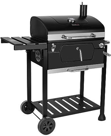 Royal Gourmet CD1824G 61.0 cm Holzkohlegrill mit klappbarem Beistelltisch, Outdoor BBQ Grill mit 490 Sq.in Kochbereich für Picknick und Camping Grillen, Schwarz