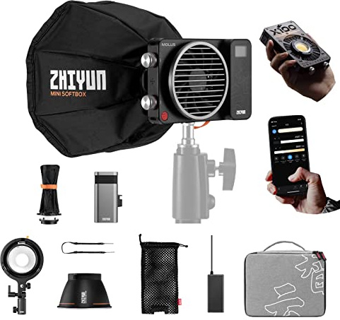 Zhiyun Molus X100 Pro Led Video Licht,100w 2700K~6500K Studio Beleuchtung mit Bluetooth Mesh App Steuerung und Handgriff Batterie für YouTube Live Streaming, Outdoor Video Dreharbeiten