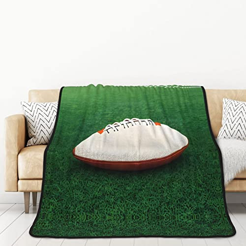 TORONG Doppelseitige Flanell-Überwurfdecke mit Rugbyball, für Erwachsene, für Auto, Bett, Nickerchen, warm, bequem, Weiß