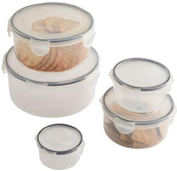 5 Lakeland Round Nestable Food Storage Containers Microwave Fridge and Freezer Safe