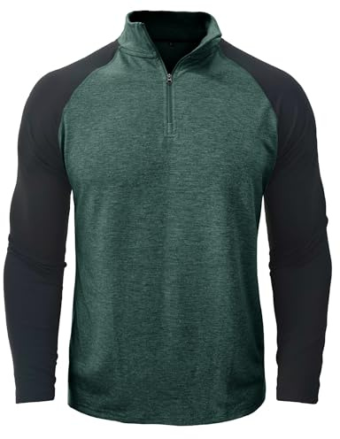 Kuukaas Mens Activewear Long Sleeve Tops 1/4 Zip Running Shirts Outdoor Polo Shirts