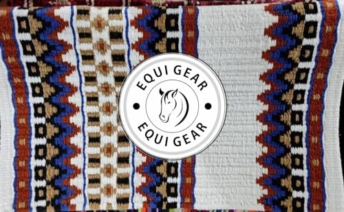 EQUIGEAR Western Ranch Horse Satteldecke aus neuseeländischer Wolle, Western-Design, handgefertigte Satteldecke, Wollpolster, Sensor Flex (Anpassung möglich), WQ97 (36x40)